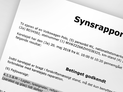 synsrapport betinget godkendt