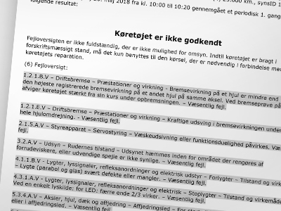 bilsyn ikke godkendt